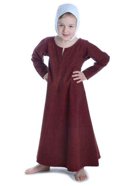Mittelalter Kinderkleid Geirdriful in Rot Frontansicht 2