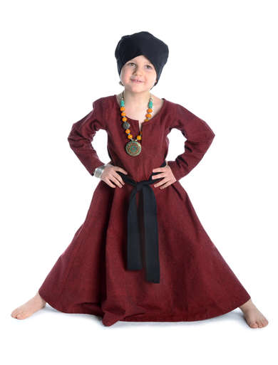 Mittelalter Kinderkleid Geirdriful in Rot Frontansicht 4