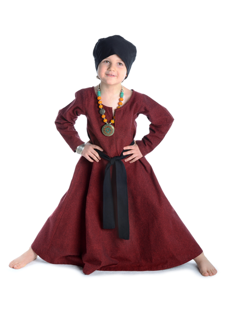 Mittelalter Kinderkleid Geirdriful in Rot Frontansicht 4