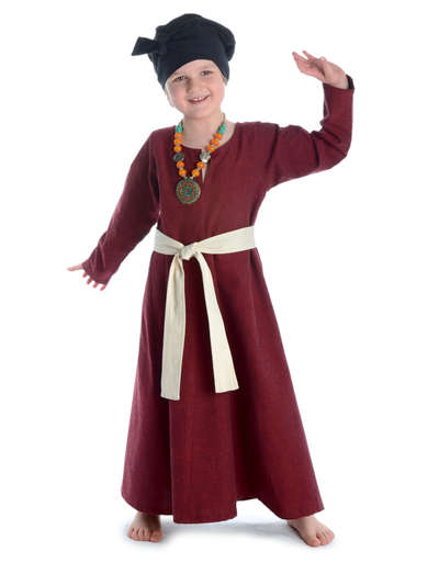 Mittelalter Kinderkleid Geirdriful in Rot Frontansicht 5