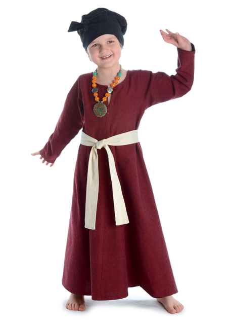 Mittelalter Kinderkleid Geirdriful in Rot Frontansicht 5