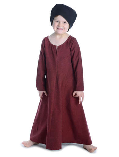 Mittelalter Kinderkleid Geirdriful in Rot Frontansicht 7