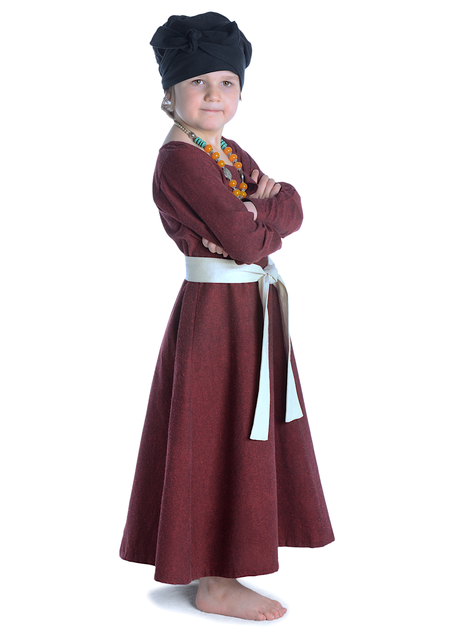 Mittelalter Kinderkleid Geirdriful in Rot Seitenansicht 2