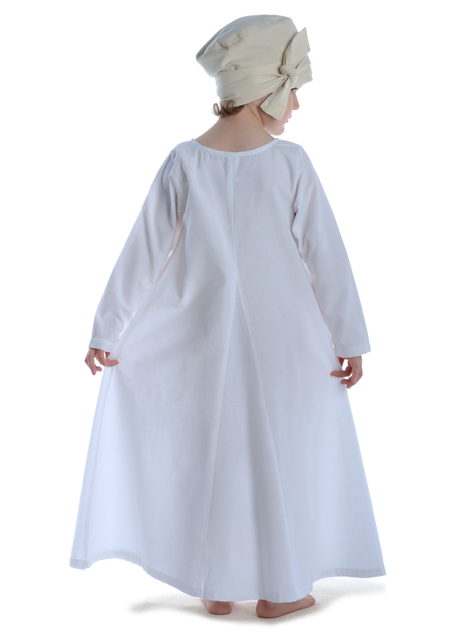 Mittelalter Kinderkleid Geirdriful in Weiß Rückansicht