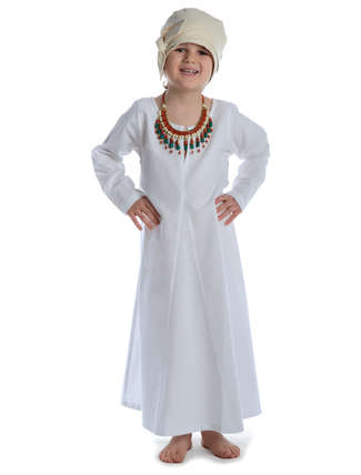 Mittelalter Kinderkleid Geirdriful in Weiß Frontansicht 2