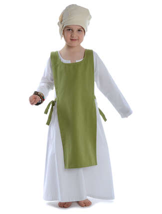 Mittelalter Kinderkleid Geirdriful in Weiß Frontansicht 3