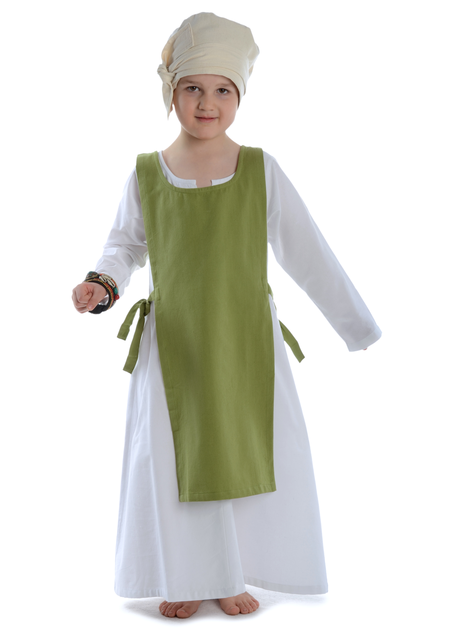 Mittelalter Kinderkleid Geirdriful in Weiß Frontansicht 3