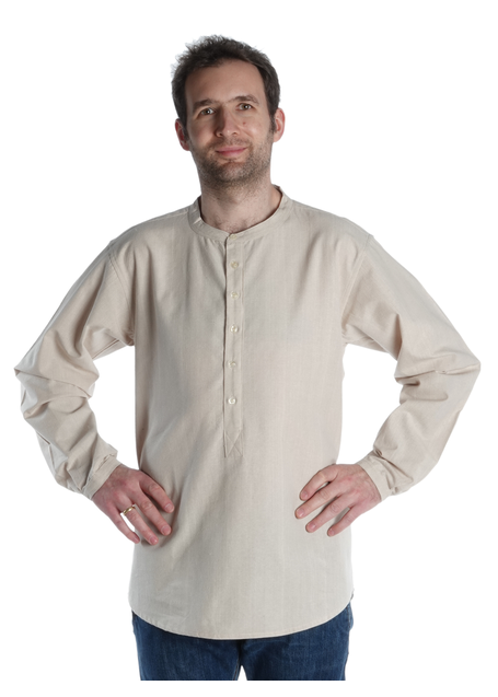 Freizeit Hemd Gwern in Hanffarben Frontansicht