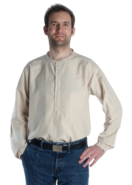 Freizeit Hemd Gwern in Hanffarben Frontansicht 2