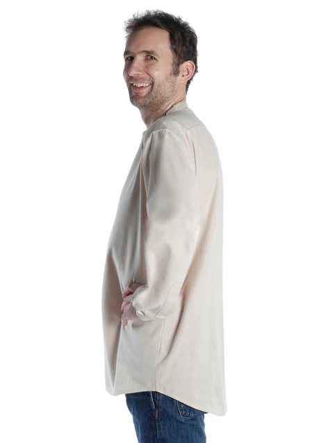 Freizeit Hemd Gwern in Hanffarben Seitenansicht