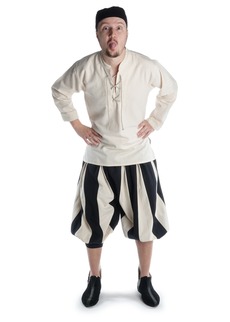 Mittelalter Schnühemd Edward in Beige Frontansicht 2