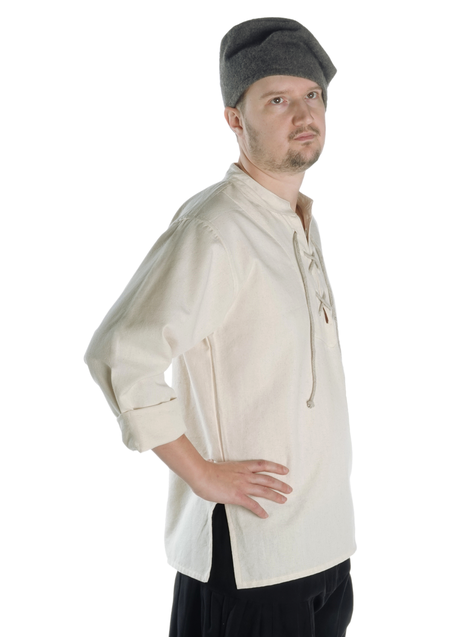 Mittelalter Schnühemd Edward in Beige Seitenansicht