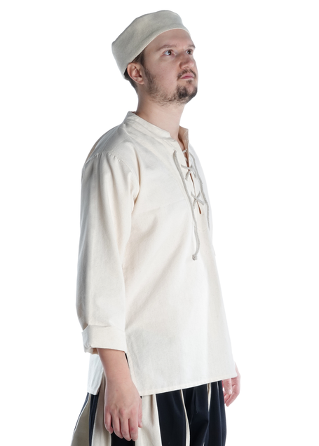 Mittelalter Schnühemd Edward in Beige Seitenansicht 2
