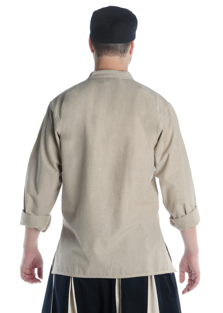 Mittelalter Schnühemd Edward in Hanffarben Rückansicht