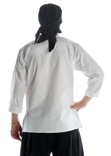 Mittelalter Schnühemd Edward in Weiß Rückansicht