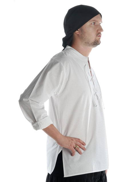 Mittelalter Schnühemd Edward in Weiß Seitenansicht