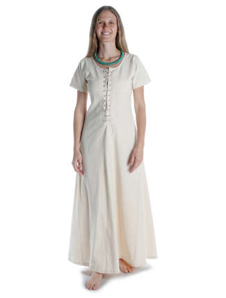 Mittelalter Kleid Nereja in Beige Frontansicht