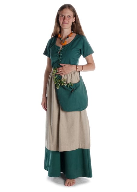 Mittelalter Kleid Nereja in Grün Seitenansicht 2