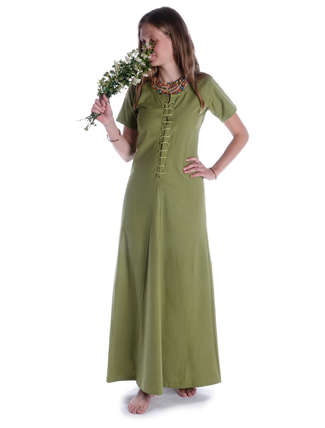 Mittelalter Kleid Nereja in Hellgrün Frontansicht