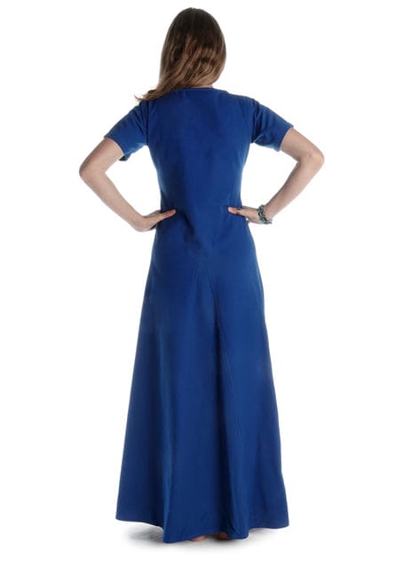 Mittelalter Kleid Nereja in Königsblau Rückansicht