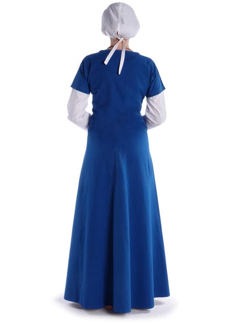 Mittelalter Kleid Nereja in Königsblau Rückansicht 2