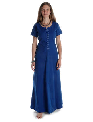 Mittelalter Kleid Nereja in Königsblau Frontansicht