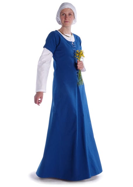 Mittelalter Kleid Nereja in Königsblau Seitenansicht 2