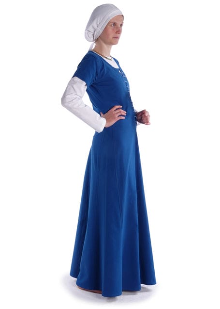 Mittelalter Kleid Nereja in Königsblau Seitenansicht 3