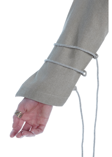 Mittelalter Bluse Bahilde in Hanffarben Detailansicht 2