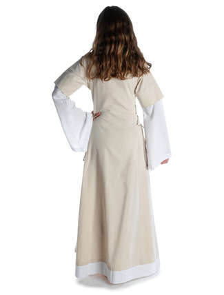 Mittelalter Kleid Saelde in Beige Rückansicht