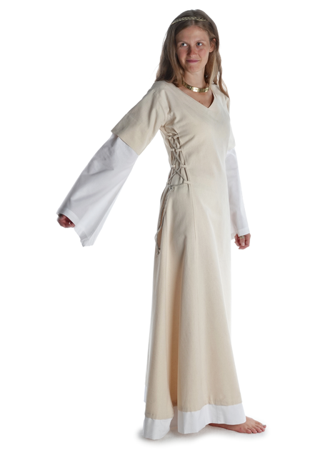 Mittelalter Kleid Saelde in Beige Seitenansicht