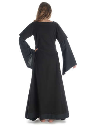 Mittelalter Kleid Saelde in Schwarz Rückansicht