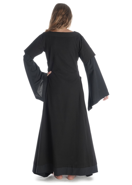Mittelalter Kleid Saelde in Schwarz Rückansicht