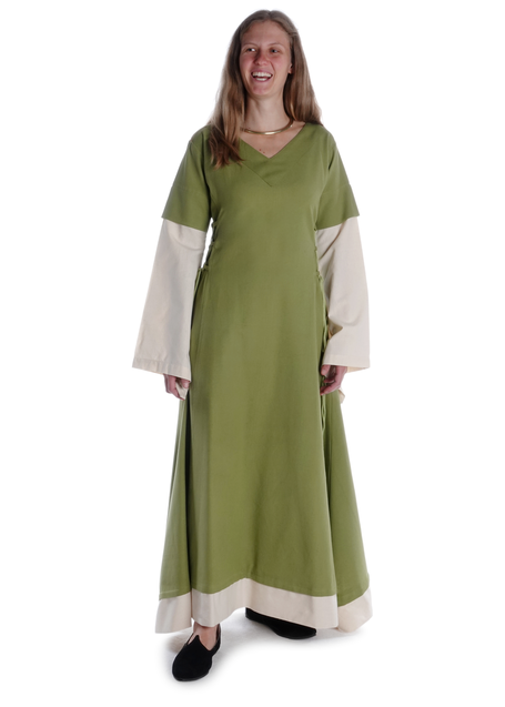 Mittelalter Kleid Saelde in Hellgrün Frontansicht