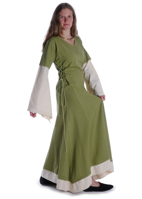 Mittelalter Kleid Saelde in Hellgrün Seitenansicht 2