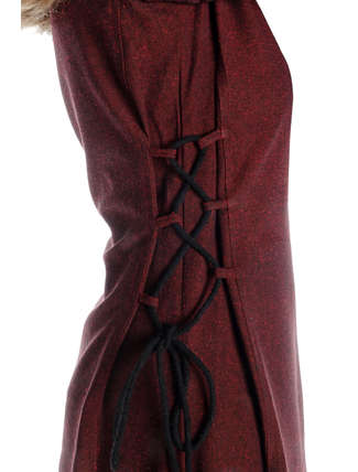 Mittelalter Kleid Saelde mit Zierleiste in Rot-Schwarz Detailansicht