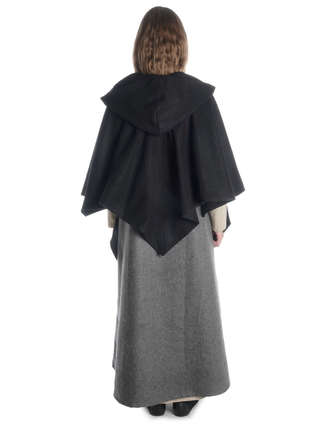 Mittelalter Cape Herat in Schwarz Rückansicht