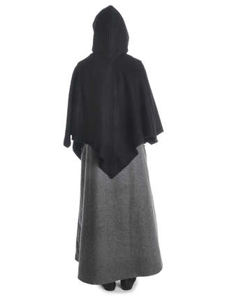 Mittelalter Cape Herat in Schwarz Rückansicht 2