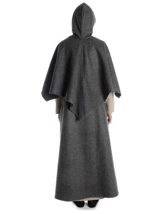 Mittelalter Cape Herat in Grau Rückansicht