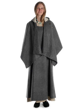 Mittelalter Cape Herat in Grau Frontansicht
