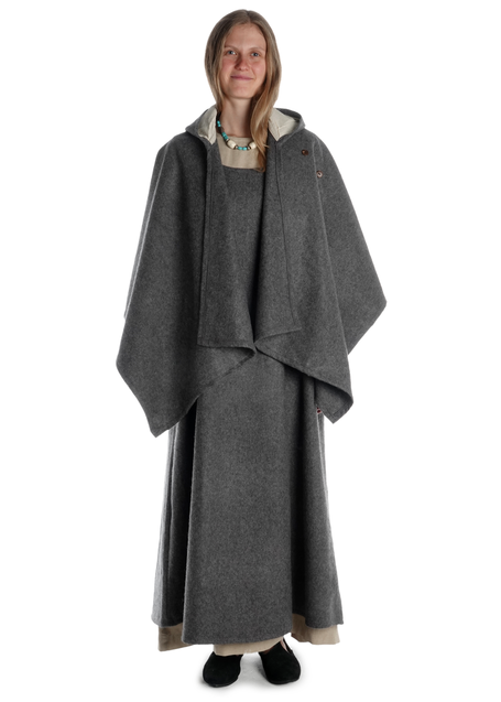 Mittelalter Cape Herat in Grau Frontansicht