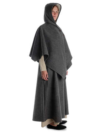 Mittelalter Cape Herat in Grau Seitenansicht