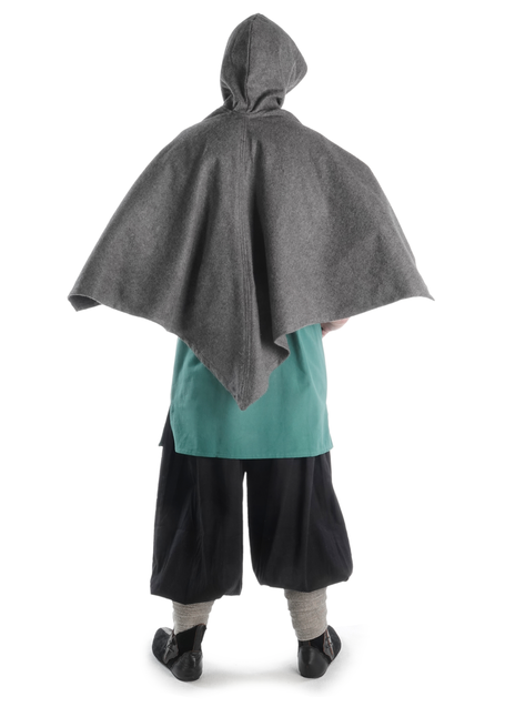 Mittelalter Cape Madius in Grau Rückansicht