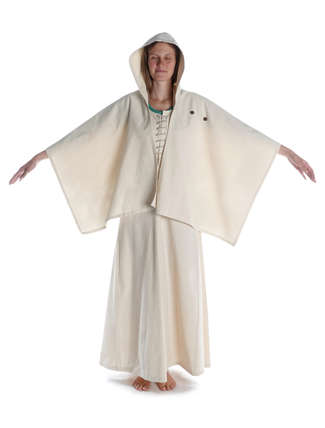 Mittelalter Cape Herat in Beige Frontansicht 2
