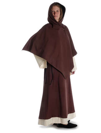 Mittelalter Cape Herat in Braun Seitenansicht