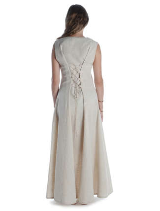 Mittelalter Kleid Peronella in Beige Rückansicht