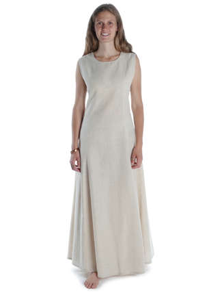 Mittelalter Kleid Peronella in Beige Frontansicht