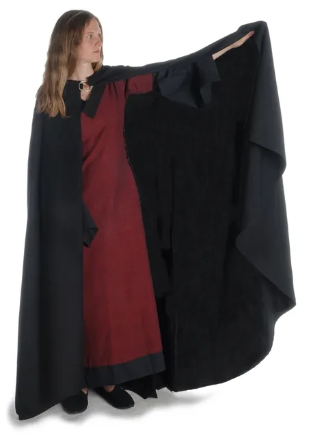 Mittelalter Umhang Lorenza in Schwarz Frontansicht