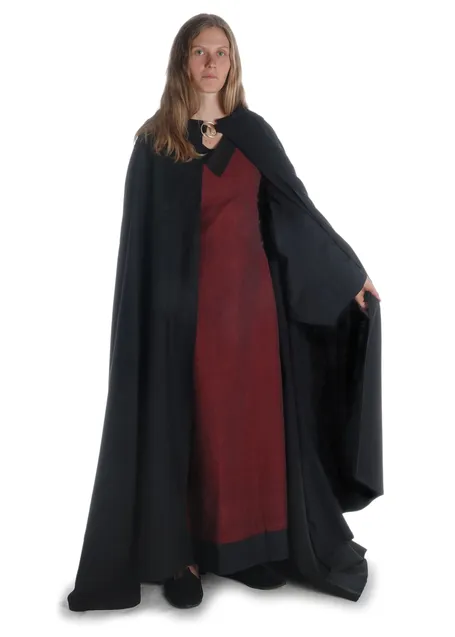 Mittelalter Umhang Lorenza in Schwarz Frontansicht 3