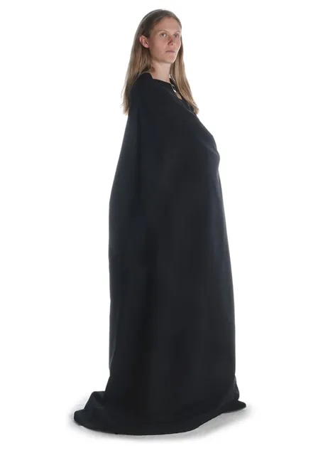 Mittelalter Umhang Lorenza in Schwarz Seitenansicht